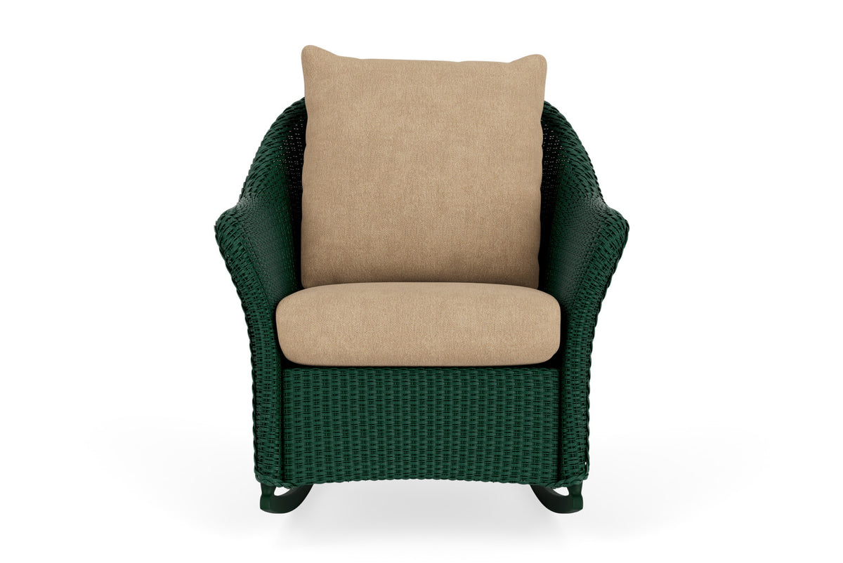 Lloyd Flanders Weekend Retreat Lounge Rocker in Woodland with Hayden Sand fabric