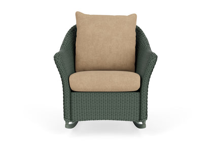 Lloyd Flanders Weekend Retreat Lounge Rocker in Spruce with Hayden Sand fabric