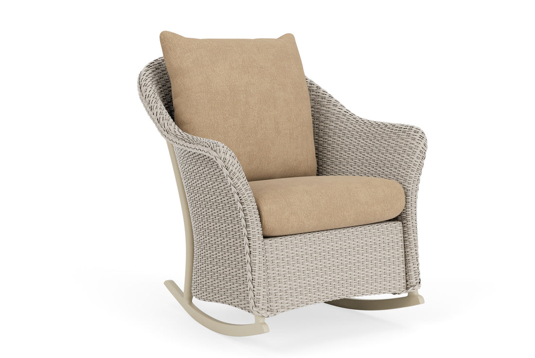 Lloyd Flanders Weekend Retreat Lounge Rocker in Linen with Hayden Sand fabric, view 2