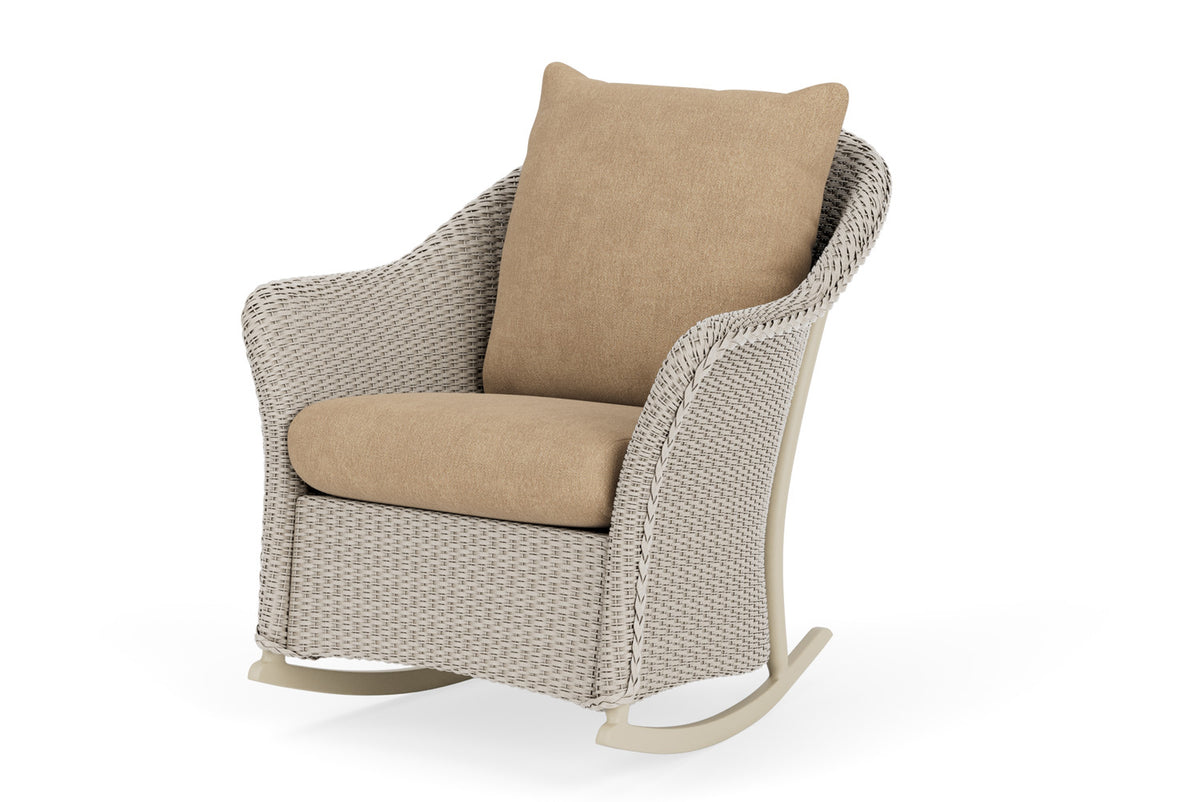 Lloyd Flanders Weekend Retreat Lounge Rocker in Linen with Hayden Sand fabric, view 10