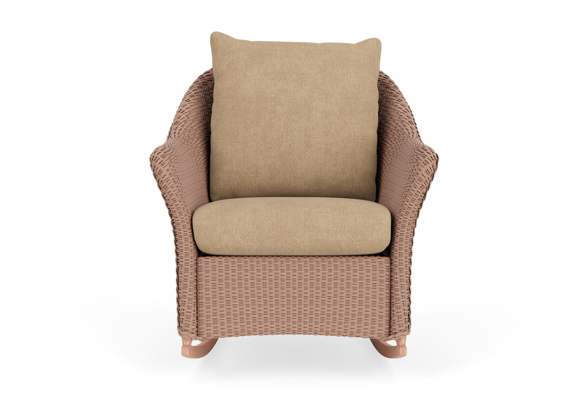 Lloyd Flanders Weekend Retreat Lounge Rocker in Rosewood with Hayden Sand fabric
