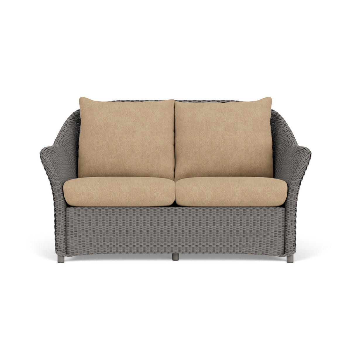 Lloyd Flanders Weekend Retreat Conversation Set in Pewter with Hayden Sand fabric