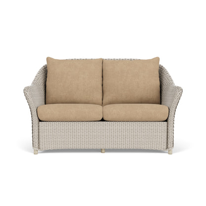 Lloyd Flanders Weekend Retreat Conversation Set in Linen with Hayden Sand fabric