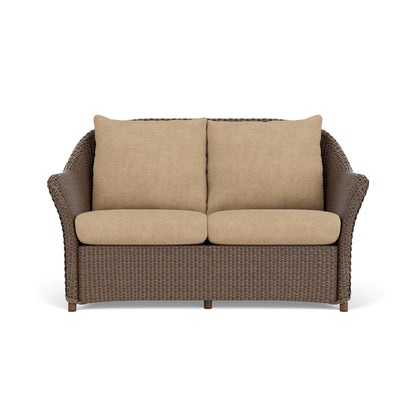 Lloyd Flanders Weekend Retreat Loveseat in Bark with Hayden Sand fabric