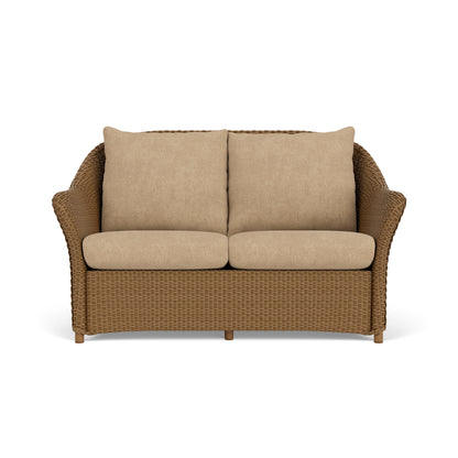 Lloyd Flanders Weekend Retreat Conversation Set in Hickory with Hayden Sand fabric