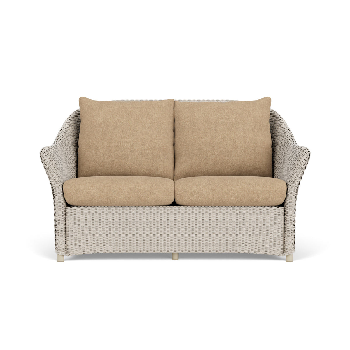 Lloyd Flanders Weekend Retreat Loveseat in Linen with Hayden Sand fabric