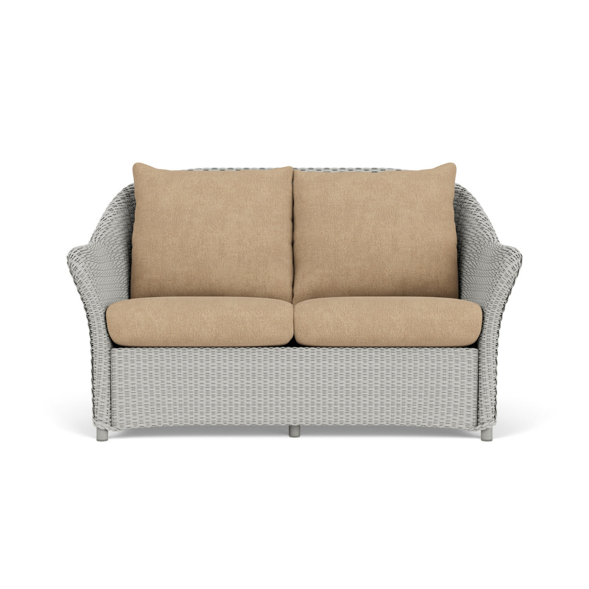 Lloyd Flanders Weekend Retreat Loveseat in Platinum with Hayden Sand fabric