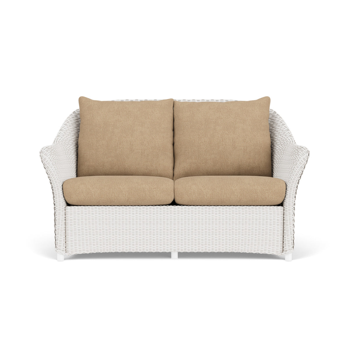 Lloyd Flanders Weekend Retreat Conversation Set in White with Hayden Sand fabric