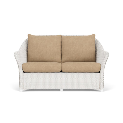 Lloyd Flanders Weekend Retreat Conversation Set in White with Hayden Sand fabric