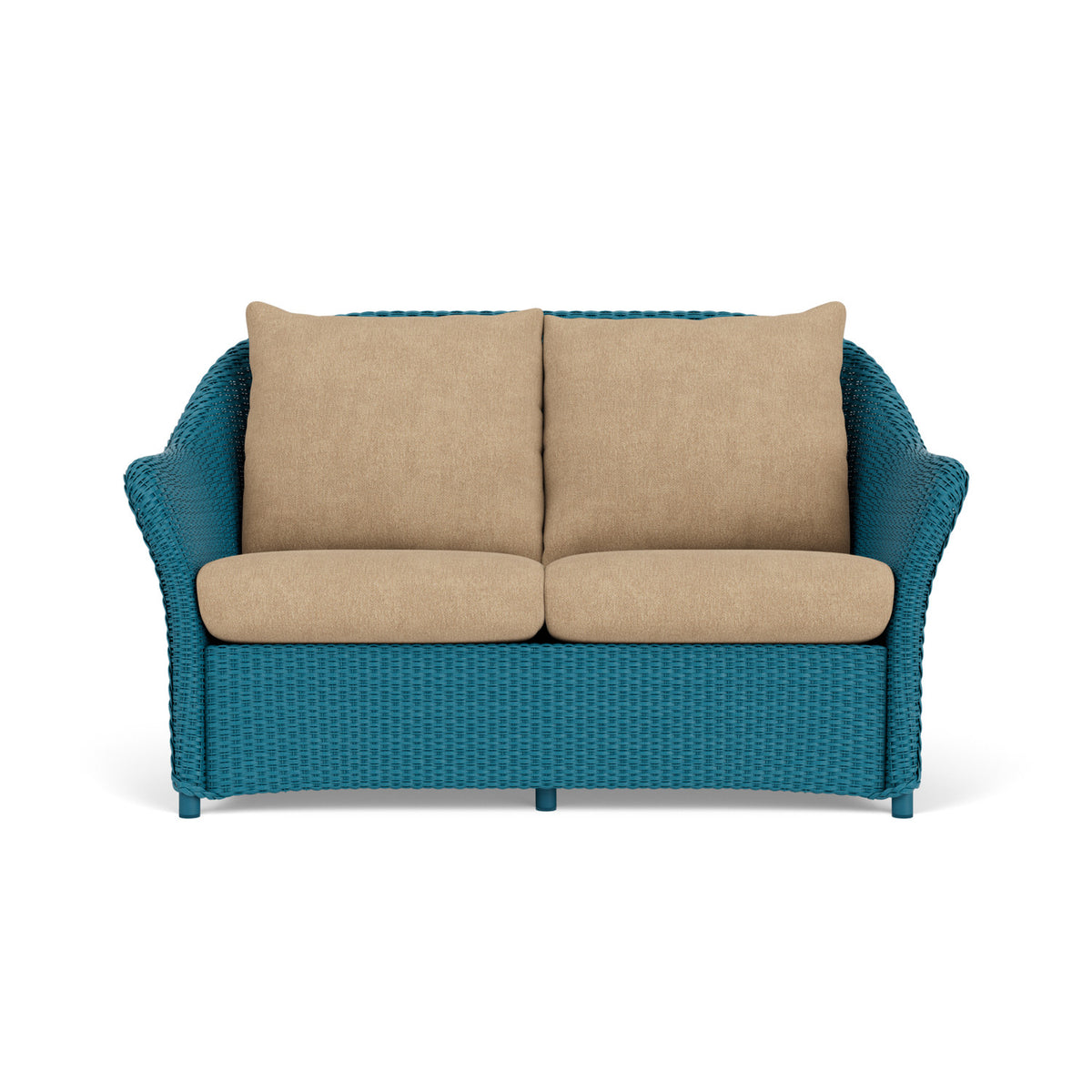 Lloyd Flanders Weekend Retreat Loveseat in Peacock with Hayden Sand fabric