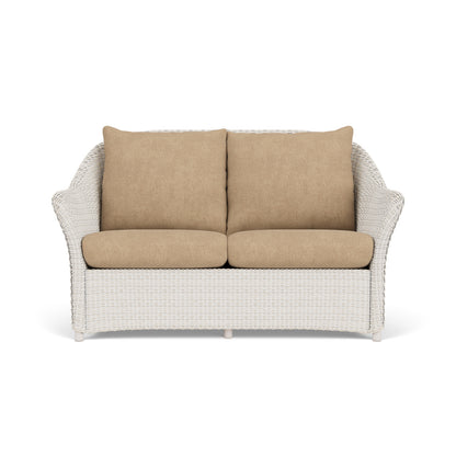 Lloyd Flanders Weekend Retreat Conversation Set in Antique White with Hayden Sand fabric