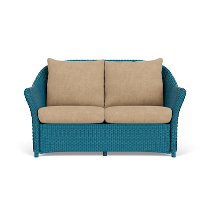 Lloyd Flanders Weekend Retreat Conversation Set in Peacock with Hayden Sand fabric