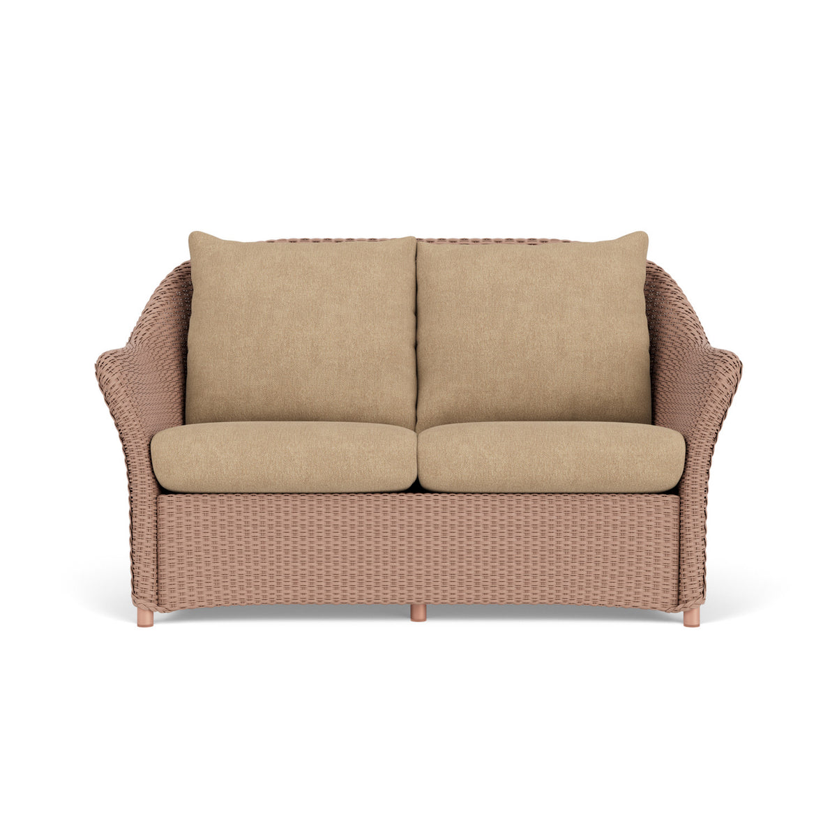 Lloyd Flanders Weekend Retreat Loveseat in Rosewood with Hayden Sand fabric