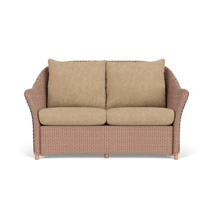 Lloyd Flanders Weekend Retreat Loveseat in Rosewood with Hayden Sand fabric