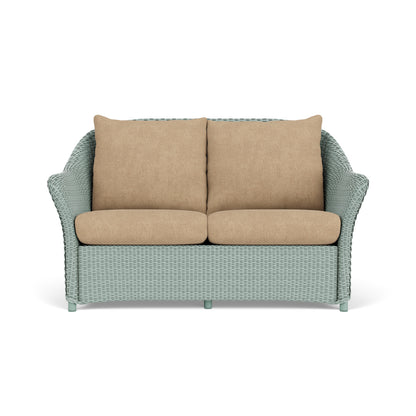 Lloyd Flanders Weekend Retreat Conversation Set in Sea Glass with Hayden Sand fabric