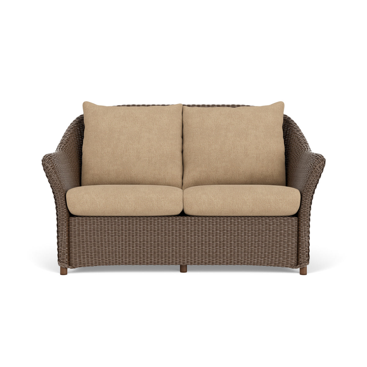 Lloyd Flanders Weekend Retreat Conversation Set in Bark with Hayden Sand fabric