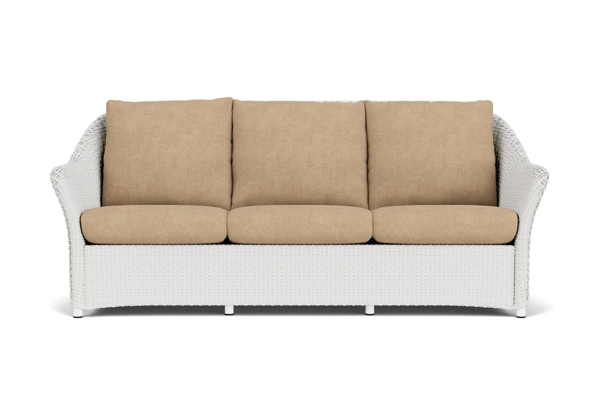 Lloyd Flanders Weekend Retreat Sofa in Matte White with Hayden Sand fabric
