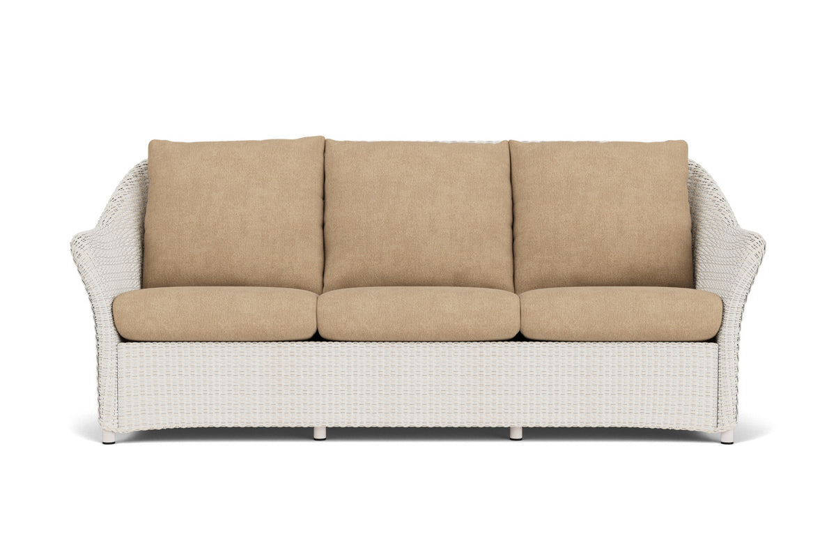 Lloyd Flanders Weekend Retreat Sofa in Antique White with Hayden Sand fabric