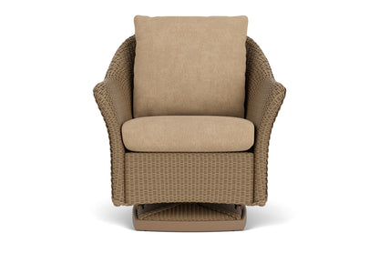 Lloyd Flanders Weekend Retreat Swivel Glider Lounge Chair in Fawn with Hayden Sand fabric