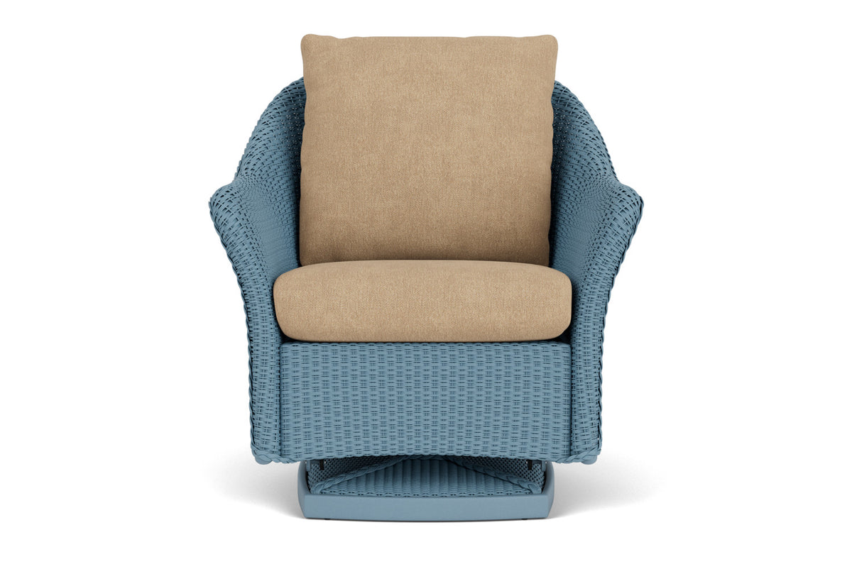 Lloyd Flanders Weekend Retreat Swivel Glider Lounge Chair in Stillwater with Hayden Sand fabric