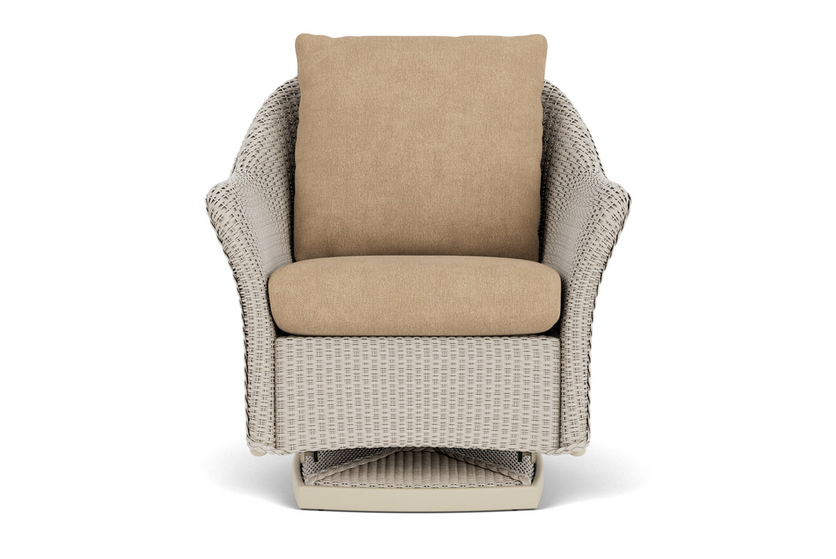 Lloyd Flanders Weekend Retreat Swivel Glider Lounge Chair in Linen with Hayden Sand fabric