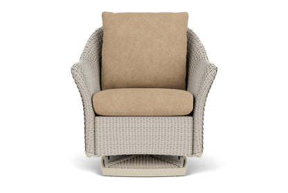 Lloyd Flanders Weekend Retreat Swivel Glider Lounge Chair in Linen with Hayden Sand fabric
