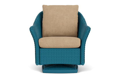 Lloyd Flanders Weekend Retreat Swivel Glider Lounge Chair in Peacock with Hayden Sand fabric