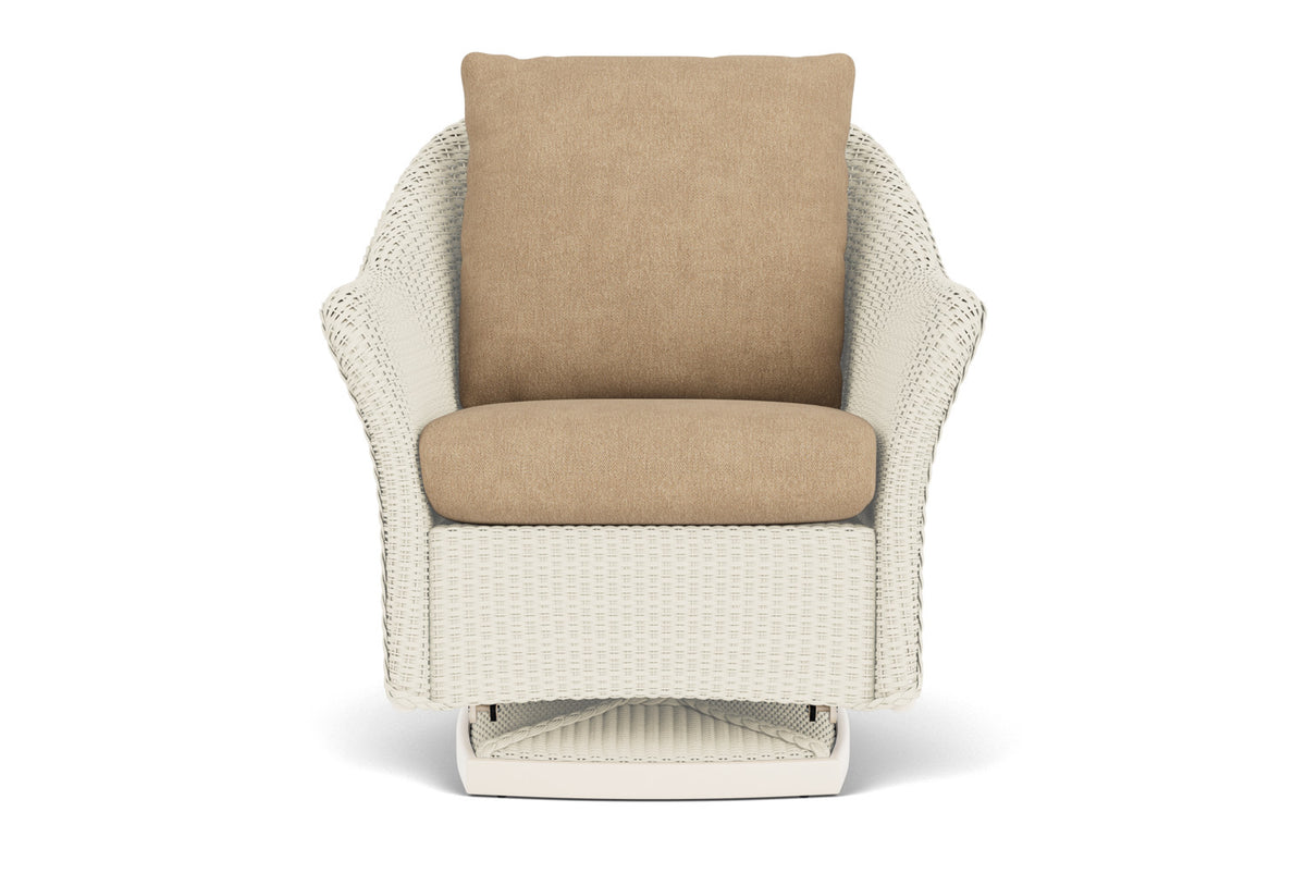 Lloyd Flanders Weekend Retreat Swivel Glider Lounge Chair in Ivory with Hayden Sand fabric