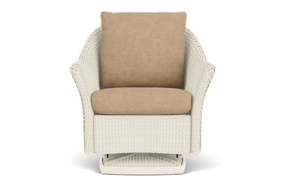 Lloyd Flanders Weekend Retreat Swivel Glider Lounge Chair in Ivory with Hayden Sand fabric