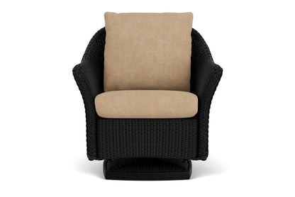 Lloyd Flanders Weekend Retreat Swivel Glider Lounge Chair in Ebony with Hayden Sand fabric