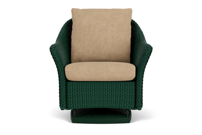 Lloyd Flanders Weekend Retreat Swivel Glider Lounge Chair in Woodland with Hayden Sand fabric