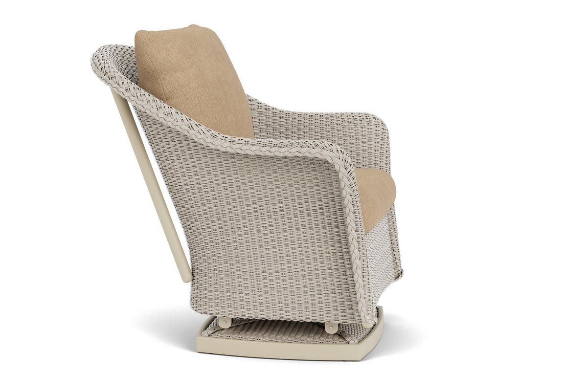 Lloyd Flanders Weekend Retreat Swivel Glider Lounge Chair in Linen with Hayden Sand fabric, view 4