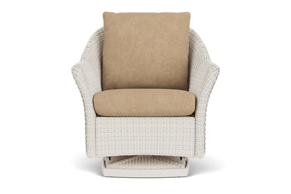 Lloyd Flanders Weekend Retreat Swivel Glider Lounge Chair in Antique White with Hayden Sand fabric