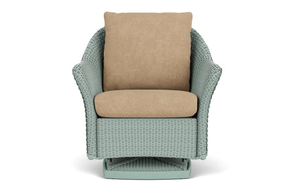 Lloyd Flanders Weekend Retreat Swivel Glider Lounge Chair in Sea Glass with Hayden Sand fabric