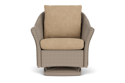 Lloyd Flanders Weekend Retreat Swivel Glider Lounge Chair in French Beige with Hayden Sand fabric