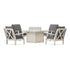 POLYWOOD Braxton 5-Piece Deep Seating Conversation Set with Fire Pit Table in Sand