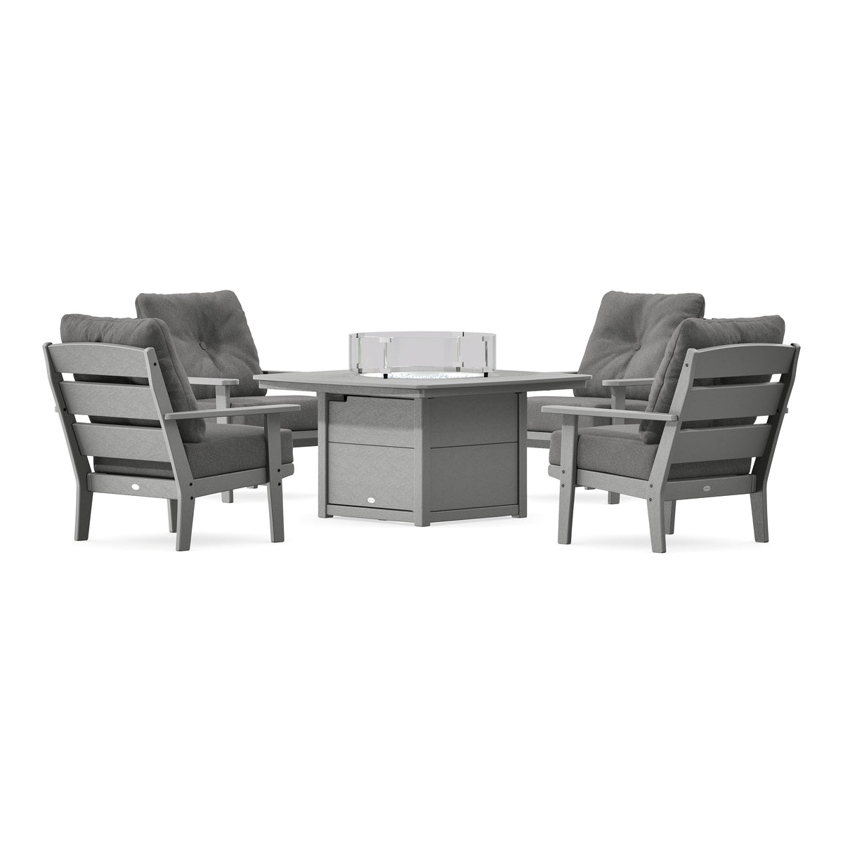 POLYWOOD Lakeside 5-Piece Deep Seating Set with Nautical Fire Pit Table in Slate Grey