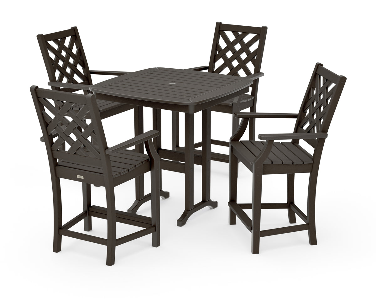 POLYWOOD Country Living Wovendale 5-Piece Counter Set in Vintage Coffee