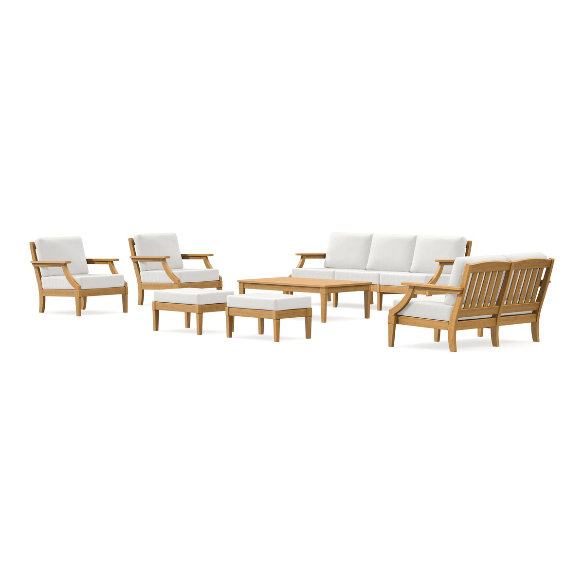 POLYWOOD PW Designer Series Estate 7-Piece Lounge Sofa Set in Natural / Natural Linen