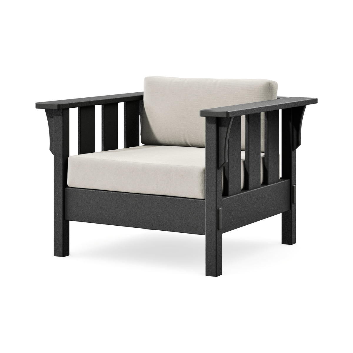 POLYWOOD Acadia Deep Seating Chair in Black / Blend Linen