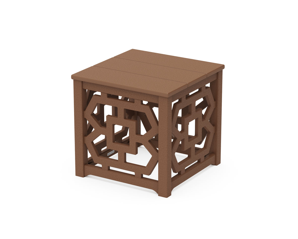 POLYWOOD Chinoiserie Accent Table in Teak