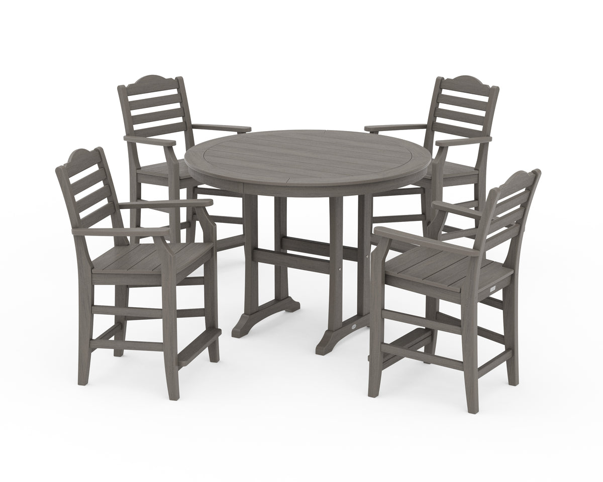 POLYWOOD Savannah 5-Piece Round Counter Set in Driftwood