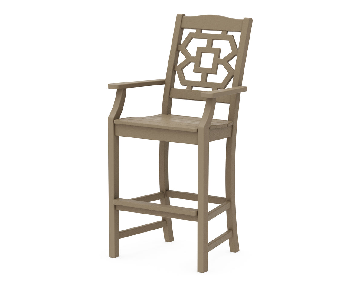 POLYWOOD Chinoiserie Bar Arm Chair in Vintage Sahara