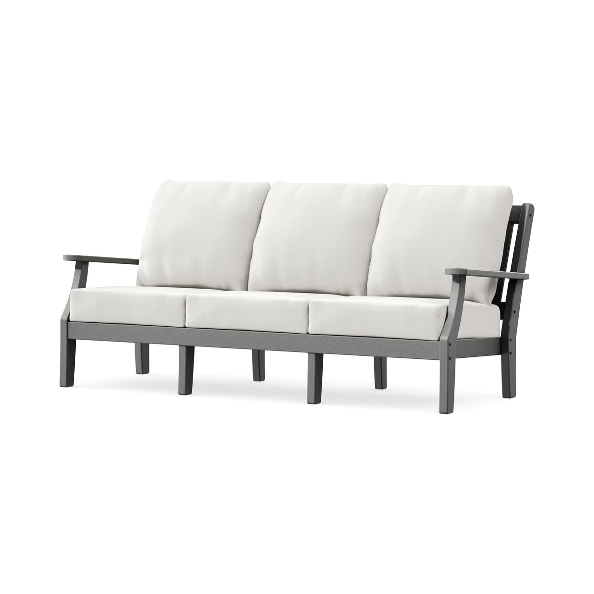 POLYWOOD Chinoiserie Deep Seating Sofa in Slate Grey / Natural Linen
