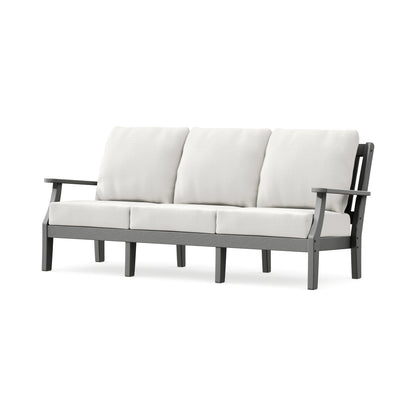 POLYWOOD Chinoiserie Deep Seating Sofa in Slate Grey / Natural Linen