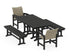 POLYWOOD Coastal Woven 5-Piece Farmhouse Dining Set with Benches in Black / Dune Grass