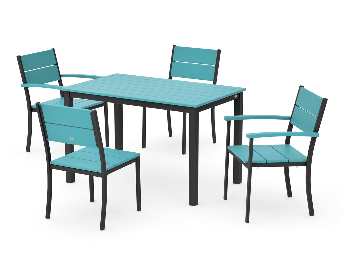 POLYWOOD Main Street 5-Piece Dining Set with Main Street 30 x 48 Dining Table in Black / Aruba