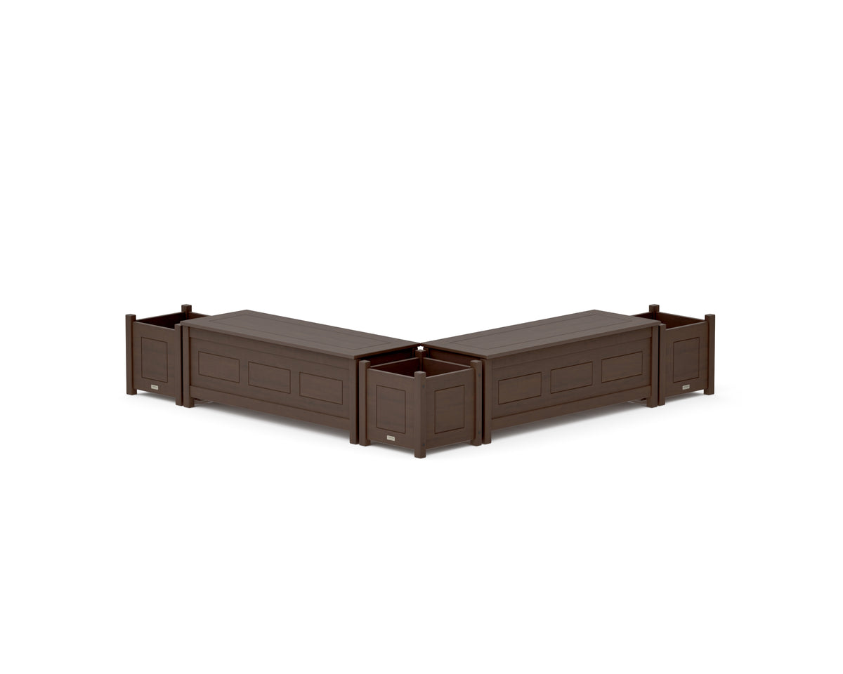 POLYWOOD 48" Country Living L-Shaped Planter Storage Bench Corner Set in Kona