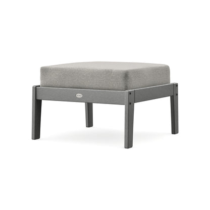 POLYWOOD Lakeside Deep Seating Ottoman in Slate Grey / Weathered Tweed