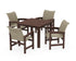 POLYWOOD Coastal Woven 5-Piece Parsons Dining Set in Mahogany / Dune Grass